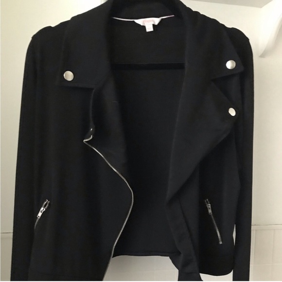 Candie’s Junior Black Moto Zip Cropped Jacket Size Medium - Picture 2 of 12